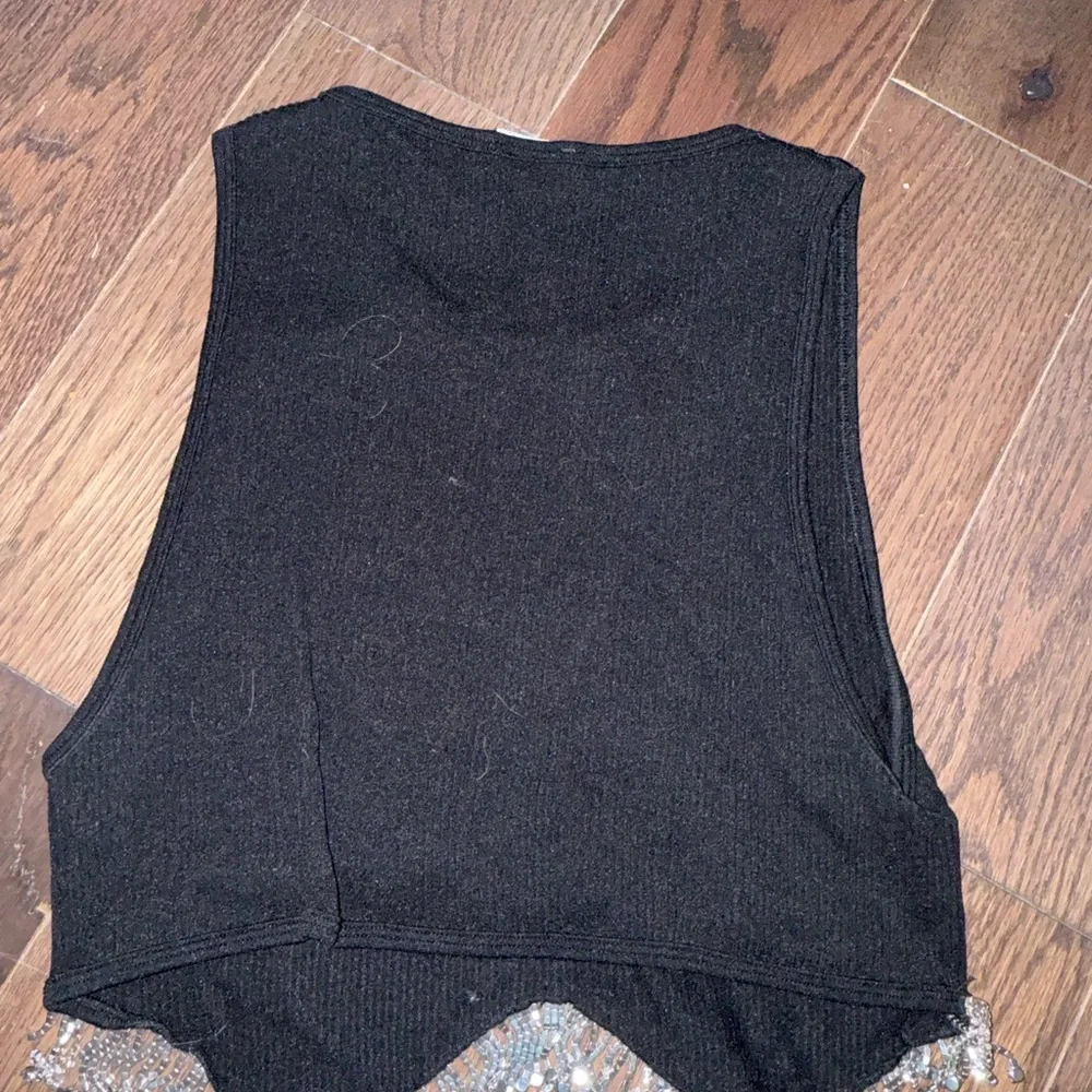 Zara Black Crop Top with Fringe - Picture 3 of 3
